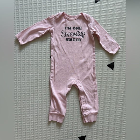 Carter’s|Baby girl Pink 'Amazing Sister' One Piece jumpsuit,long sleeve•••12M - Picture 4 of 4